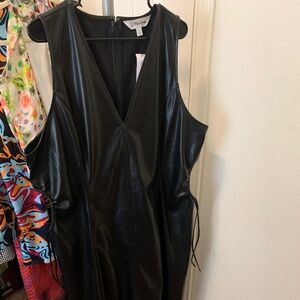 Faux Leather Cut Out Dress